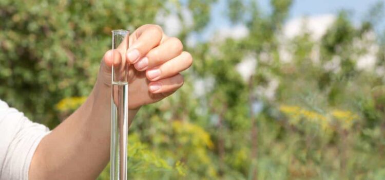 Testing water quality after commercial water treatment in Houston.