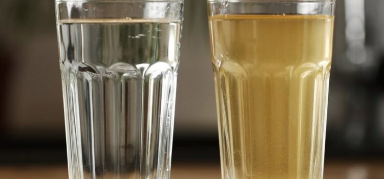 Clear and cloudy water glasses before using Sugar Land water softener.