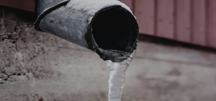 mage of frozen water in pipeline