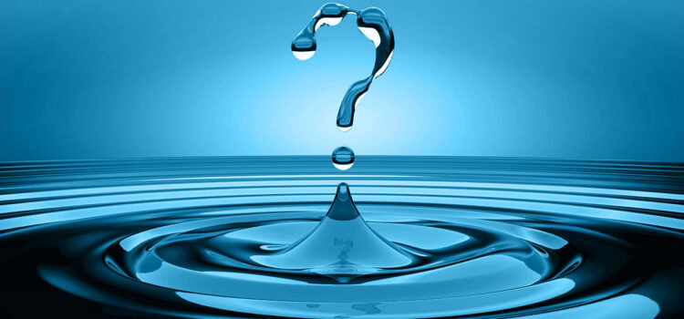 A blue water ripple with question mark, representing questions about Pearland water softener installation.
